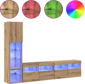 vidaXL Μονάδα Τοίχου Τηλεόρασης 4 pcs Artisan Oak Επεξεργασμένο ξύλο