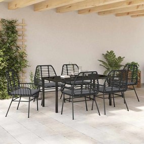 vidaXL Σέτ φαγητού για κήπο 7 pcs Μαύρο συνθετικό ρατάν