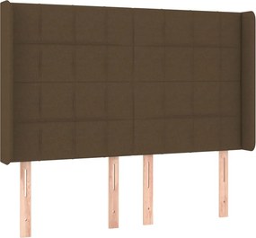 vidaXL Κρεβάτι Boxspring με Στρώμα &amp; LED Σκ.Καφέ 140x190εκ. Υφασμάτινο