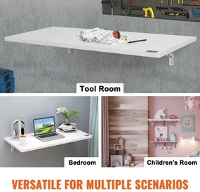 VEVOR Wall Mounted Floating Folding Table Laptop Desk Home Office 47.24x19.69 in