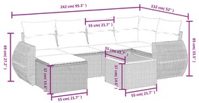 vidaXL Σετ Καναπέ Κήπου 7 τεμ. Μικτό Μπεζ Συνθετικό Ρατάν & Μαξιλάρια