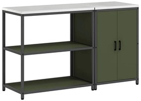 vidaXL Σετ Αποθήκευσης Κουζίνας με ράφι με πόρτα 2 pcs Ελιά Πράσινη