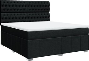 vidaXL Κρεβάτι Boxspring με Στρώμα Μαύρο 180x200 εκ. Υφασμάτινο