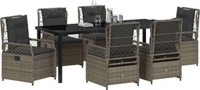 vidaXL Σέτ φαγητού για κήπο 7 pcs Γκρι συνθετικό ρατάν