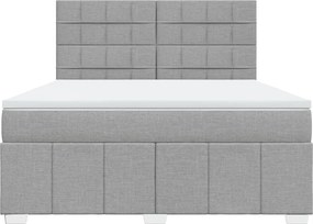 vidaXL Κρεβάτι Boxspring με Στρώμα Ανοιχτό Γκρι 180x200 εκ. Υφασμάτινο