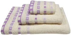 Σετ Πετσέτες 3τμχ Βαμβακερές Ζακάρ Cream-Lilac Komvos Home 7000014-11