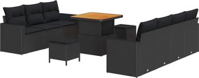 vidaXL Σετ Καναπέ Κήπου 10 pcs Μαύρο συνθετικό ρατάν