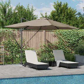 vidaXL Ομπρέλα με βραχίονα Roma με LEDs Ταμπά 352x251x265 cm Αλουμίνιο