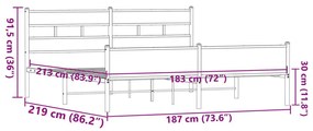 Σκελετός Κρεβ. Χωρίς Στρώμα Καφέ Δρυς 183x213 εκ. Μεταλλικό - Καφέ