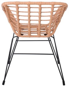 SALSA-S Πολυθρόνα Κήπου, Μέταλλο Βαφή Μαύρο, Wicker Φυσικό (χωρίς μαξιλάρι)