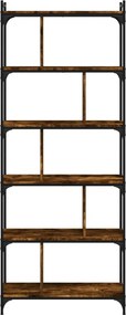 vidaXL Βιβλιοθήκη 6 Επιπέδων Καπνιστή Δρυς 76x32x192 εκ. Επεξ. Ξύλο