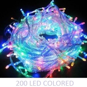 200 Χριστουγεννιάτικα φωτάκια LED σε διάφανο καλώδιο πολύχρωμα 17271-36 OEM