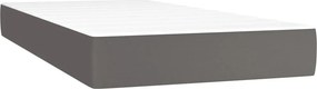 vidaXL Κρεβάτι Boxspring με Στρώμα &amp; LED Γκρι 200x200 εκ. Συνθ. Δέρμα