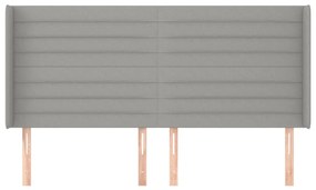 vidaXL Κεφαλάρι με Πτερύγια Ανοιχτό Γκρι 203x16x118/128 εκ. Υφασμάτινο