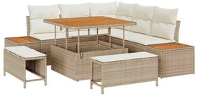 vidaXL Σετ Καναπέ Κήπου 8 pcs Μπεζ συνθετικό ρατάν