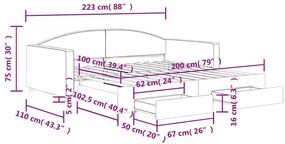 Καναπές Κρεβάτι Συρόμενος Taupe 100x200εκ. Υφασμάτινος Συρτάρια - Μπεζ-Γκρι