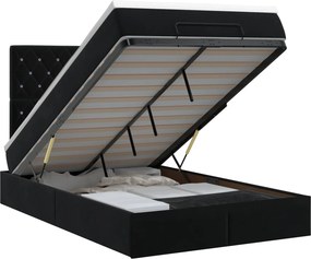 vidaXL Κρεβάτι Ottoman με στρώμα Μαύρο 120 x 190 cm Βελούδο