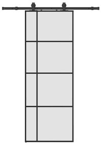 vidaXL Συρόμενη Πόρτα με Μηχανισμό Μαύρο 76x205 εκ. Γυαλί ESG