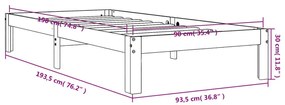 Σκελετός Κρεβ. Χωρίς Στρώμα Καφέ Κεριού 90x190 εκ Μασίφ Πεύκο - Καφέ