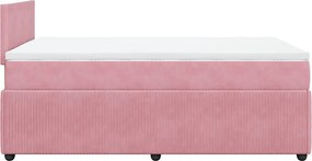 vidaXL Κρεβάτι Boxspring με Στρώμα Ροζ 120x200 εκ. Βελούδινο