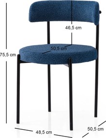 Καρέκλα 2τμχ Μαύρο / Σκούρο Μπλε ROGUS 48,5x50,5x75,5
