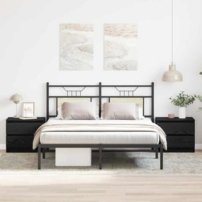 vidaXL Κομοδίνο 2 τμχ. Μαύρη Οξυά 50 x 40 x 43,5 εκ.