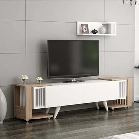 Σύνθεση Τηλεόρασης Με Τραπεζάκια Leron 506MNR1119 150x30x41cm Walnut-White