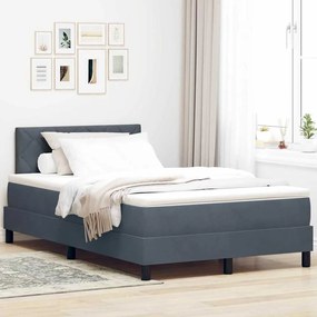 vidaXL Κρεβάτι Box Spring με Στρώμα Σκούρο Γκρι 120x200 εκ Βελούδο