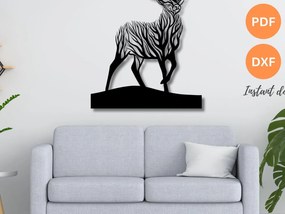 Intra απο ξύλο plywood Χρώμα wenge 3mm-4mm πάχος - κοπής με λέιζερ Deer Wall Art DFX Δίασταση 40x50 cm INTRAFABR-109665243