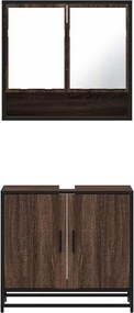 vidaXL Σετ Επίπλων Μπάνιου 2 Τεμαχίων Καφέ Δρυς από Τεχν. Ξύλο