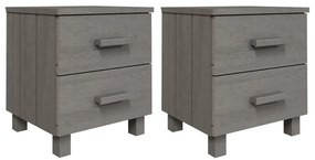 vidaXL Κομοδίνο HAMAR 2 Τεμ. Αν. Γκρι 40x35x44,5εκ. Μασίφ Ξύλο Πεύκου