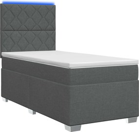 vidaXL Κρεβάτι box spring με στρώμα Σκούρο Γκρι 90 x 200 cm Ύφασμα