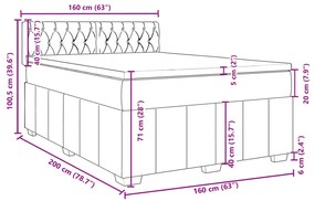 Κρεβάτι Boxspring με Στρώμα Μαύρο 160x200 εκ. Υφασμάτινο - Μαύρο