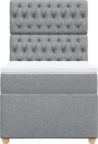 vidaXL Κρεβάτι Boxspring με Στρώμα Ανοιχτό Γκρι 90x200 εκ. Υφασμάτινο