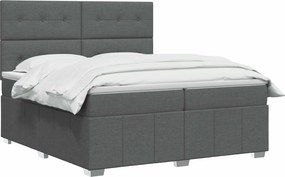 vidaXL Κρεβάτι box spring με στρώμα Σκούρο Γκρι 200 x 200 cm Ύφασμα