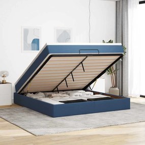 Οθωμανικό κρεβάτι με στρώμα μπλε 180x200cm ύφασμα 3311133