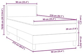 Box Spring κρεβάτι με στρώμα ροζ 90x210 εκ. Βελούδινο - Ροζ