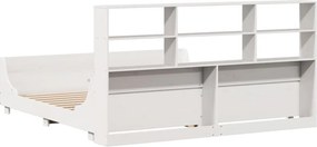 vidaXL Κρεβάτι Βιβλιοθήκη Χωρίς Στρώμα Λευκό 180x200 εκ Μασίφ Ξύλο