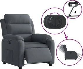 vidaXL Πολυθρόνα Ανακλινόμενη Ηλεκτρική Σκούρο Γκρι Βελούδινη