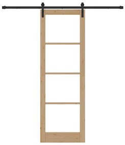 vidaXL Συρόμενη Πόρτα Χειροκίνητος Καφέ 78 x 232 cm Ξύλο και μέταλλο