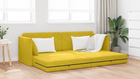 vidaXL Καναπές Κρεβάτι 2 σε 1 Κίτρινος 213x144x60 εκ. Βελούδο