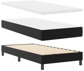 vidaXL Κρεβάτι Box Spring με στρώμα σε μαύρο, 100 x 200 εκ, δερματίνη