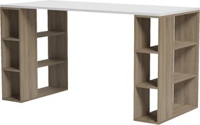 Γραφείο με ραφιέρα  Colmar pakoworld sonoma-λευκό 140x60x75εκ