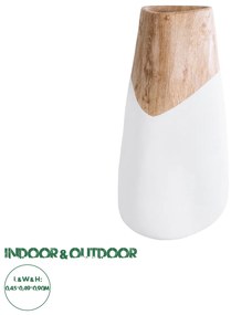20707 GloboStar® Artificial Garden PANDORA 20707 Επιδαπέδιο Πολυεστερικό Τσιμεντένιο Κασπώ Γλάστρα - Flower Pot Λευκό με Καφέ Μ49 x Π45 x Υ90cm