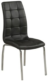 MELVA Καρέκλα Τραπεζαρίας - Κουζίνας, Μέταλλο Χρώμιο, PU Μαύρο -  42x56x96cm