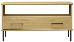 vidaXL Τραπεζάκι Σαλονιού OSLO Καφέ 85x50x45 εκ. Μασίφ Ξύλο Μετ. Πόδια
