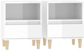 vidaXL Κομοδίνα 2 τεμ. Γυαλιστερό Λευκό 40 x 35 x 50 εκ.