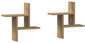 vidaXL Ραφιέρες Τοίχου 2 τεμ. Αρτισιανή Δρυς 38x12x38 εκ. Επεξ. Ξύλο