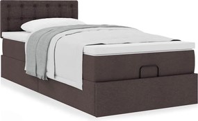 vidaXL Οθωμανικό κρεβάτι με στρώμα σκούρο καφέ 90x190cm ύφασμα