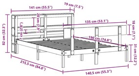 Σκελετός Κρεβ. Χωρίς Στρώμα Λευκό 135x190 εκ Μασίφ Πεύκο - Λευκό